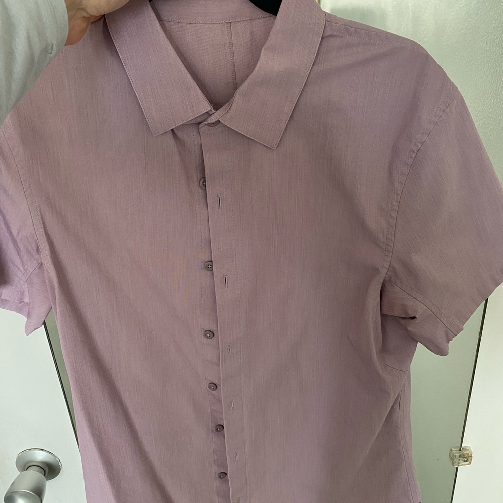 Pink lululemon short sleeve button up